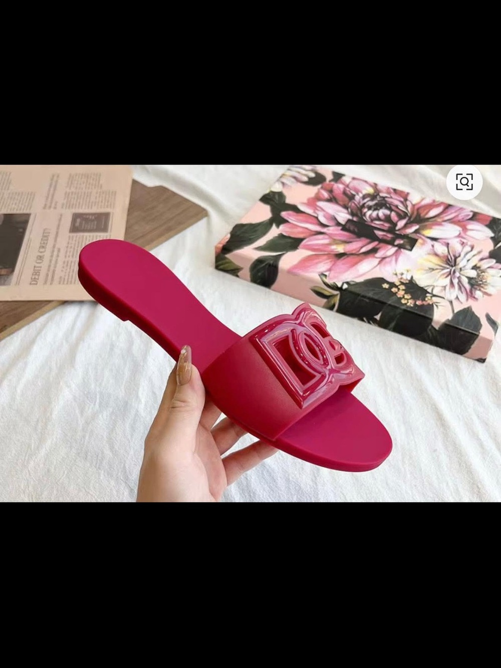 Women's Bright Fuchsia Slide Sandals - Elegant Slip-On Sandals